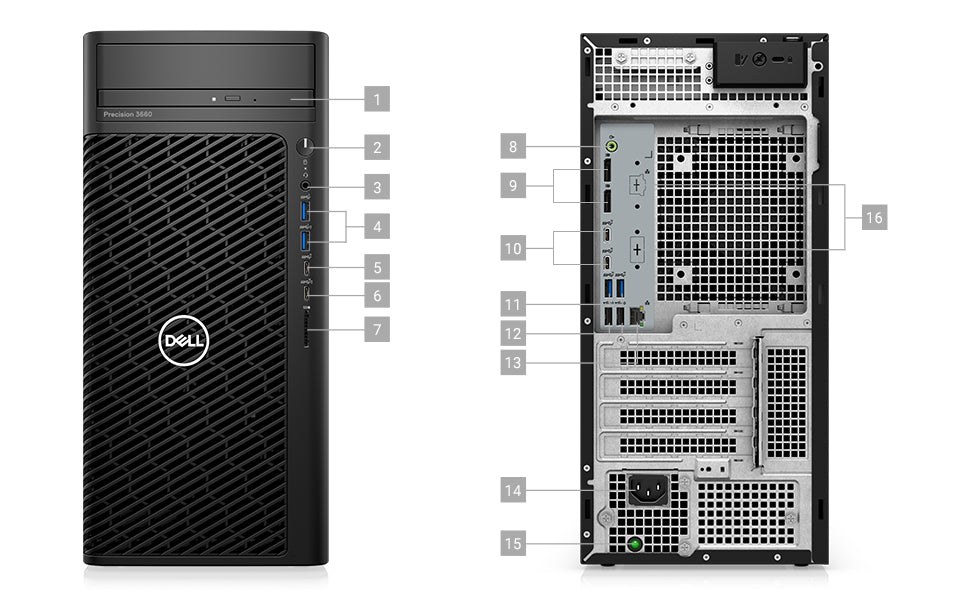 ( XCTOPT5820EMEA-W ) Dell Precision T5820, Intel Xeon W-2223 3.6GHz, 4C, 8.25M Cache, 1TB 3.5" 7200 RPM HDD , 8GB (1x8GB), Windows 10 Pro (includes Windows 11 Pro License), 8x DVD+, -RW, 3yr Pro Suppo
